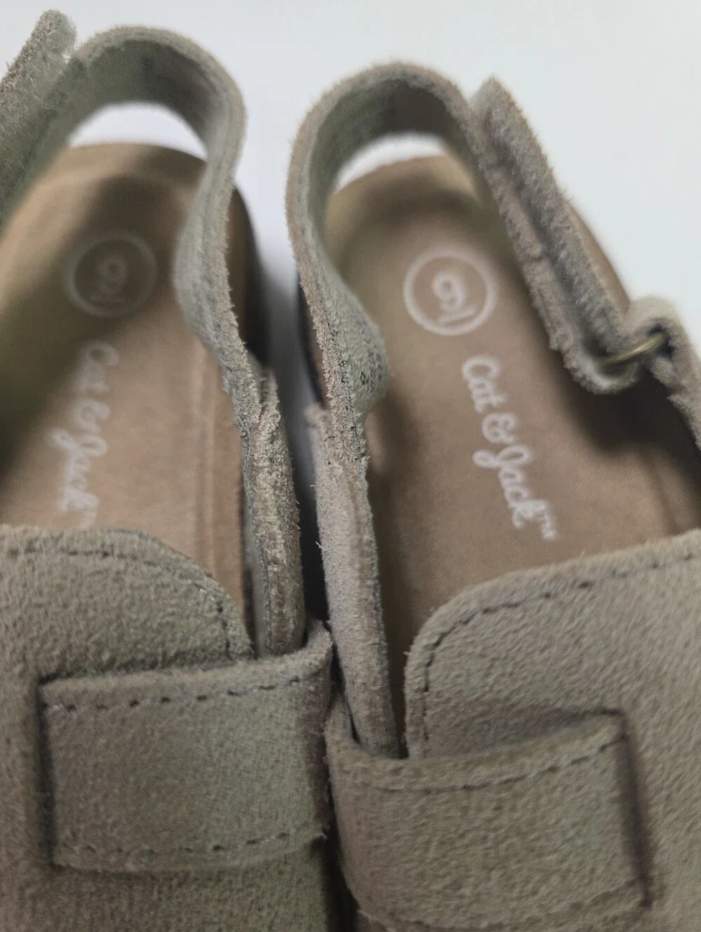 Cat & Jack Taupe Suede Kids Buckle Clog Sandals